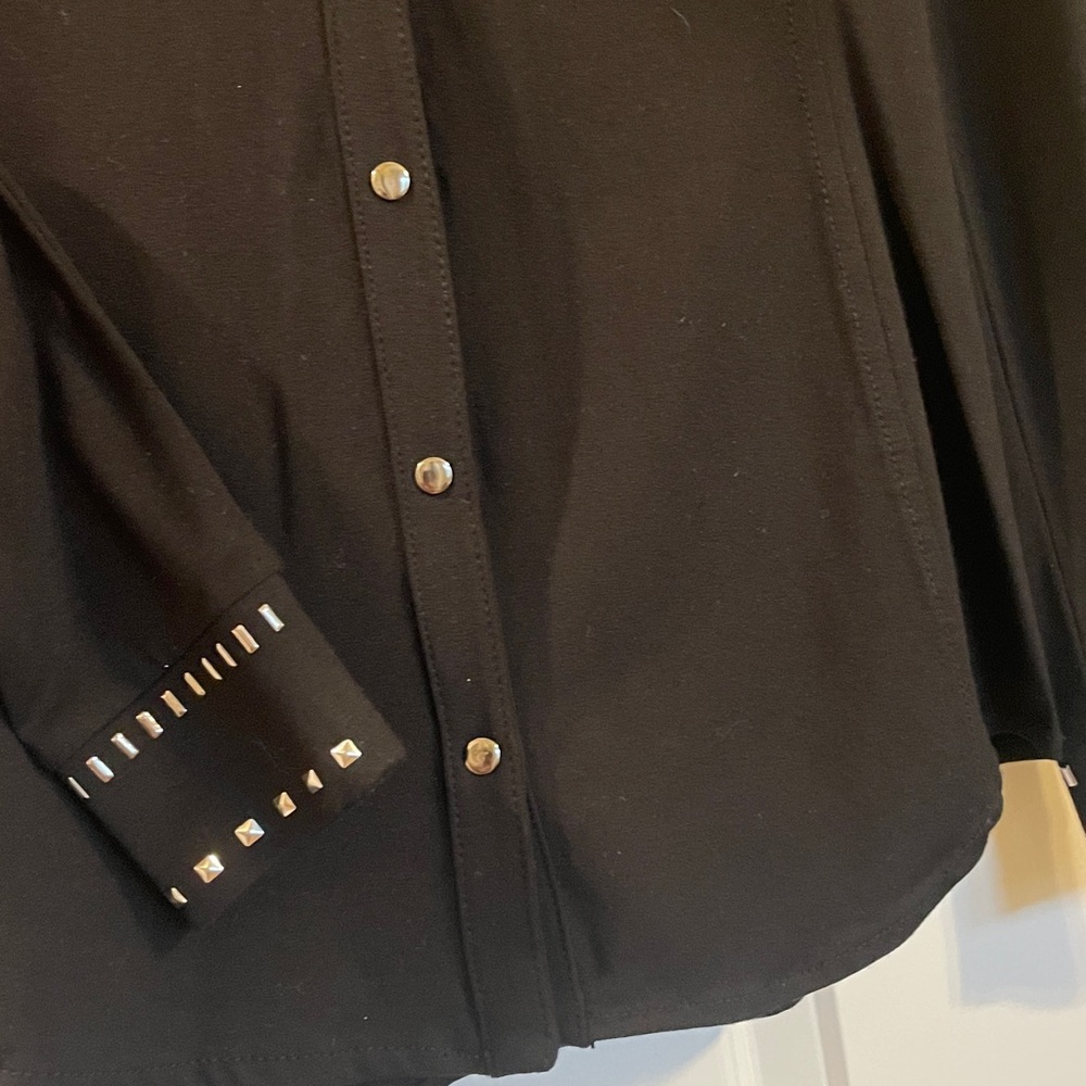Cache Black Blouse Jacket With Silver Stud Accents - image 2